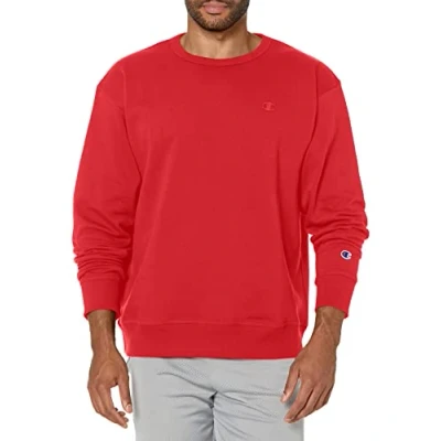 Afbeelding van Champion Heren Powerblend Fleece, Crewneck Sweatshirts (Reg. Of Big &amp; Tall), Team Red Scarlet C Logo, L