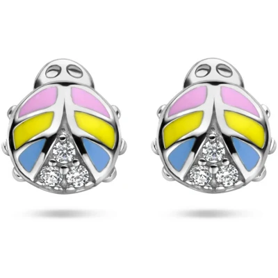 Afbeelding van zilver gerhodineerd oorknoppen lieveheersbeestje zirkonia 1336979 horloge Zilverkleur