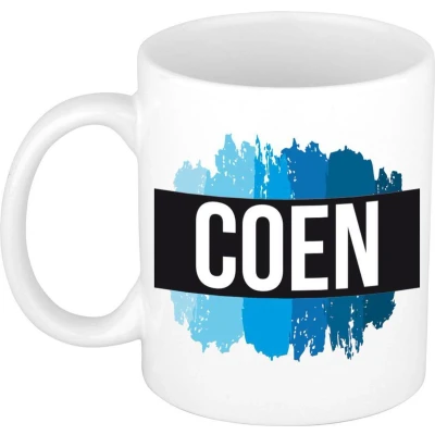Afbeelding van Coen Naam / voornaam kado beker mok verfstrepen Gepersonaliseerde met mokken
