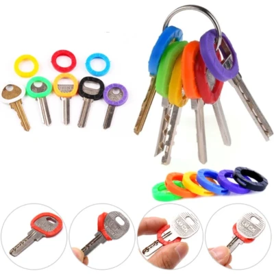 Afbeelding van FSW Products 8 Stuks Sleutelring kleur Diverse kleuren Sleutelringen Sleutel Labels Sleutelhoes Hoesjes voor sleutels caps Sleutellabels