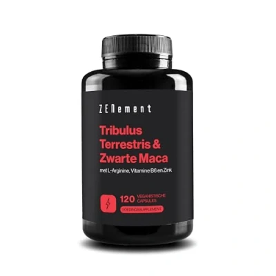 Afbeelding van Tribulus Terrestris &amp; Zwarte Maca, 120 Hoog Gedoseerde Capsules Premium: 95% Saponines, met L Arginine, Vitamine B6 en Zink Natuurlijk plantenextract Bevordert nieuwe energie Zenement