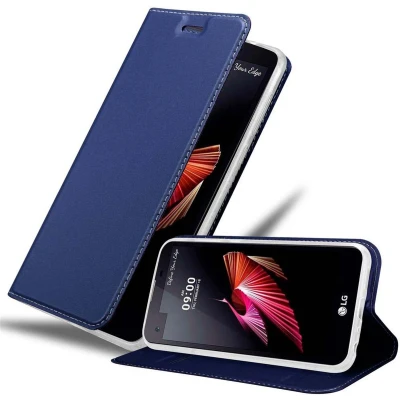 Afbeelding van Cadorabo Hoesje geschikt voor LG X SCREEN in CLASSY DONKER BLAUW Beschermhoes met magnetische sluiting, standfunctie en kaartvakje Book Case Cover Etui