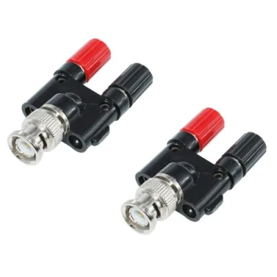 Afbeelding van Banana to BNC dubbele terminal adapter oscilloscoop monitoring video plug solderless (2pcs banana)