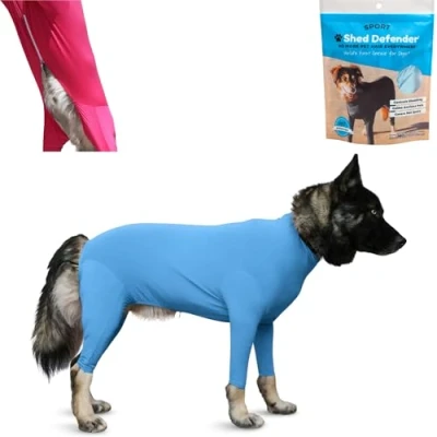 Afbeelding van Shed Defender Sporthonesie, gezien op haaientank, bevat hondenhaar, vermindert uitval en angst, bedekt hotspots chirurgische plaatsen, kalmerend shirt goedgekeurd door dierenarts (Columbia Blue,