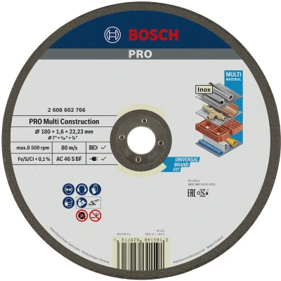 Afbeelding van Bosch Accessoires Doorslijpschijf recht Rapido Multi Construction ACS 46 V BF, 180 mm, 22,23 1,6 mm 1 stuks 2608602766