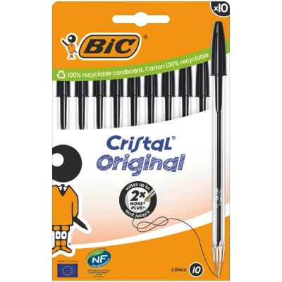 Afbeelding van BIC Cristal Original Balpen Zwart Doos van 10 Medium Punt 1,0 mm