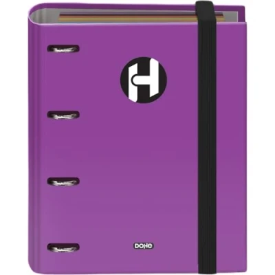 Afbeelding van Dohe Ordner met 4 ringen navulling, 100 vellen, A5 (20,7 x 24 cm), rubberen sluiting, papier 90 g/m², schoolmateriaal ICON violet