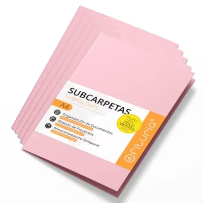 Afbeelding van Documentenmap van karton, A4, map papier, 180 g, voor documenten, 50 kleurrijke ondermappen kantoor, het archiveren en sorteren roze