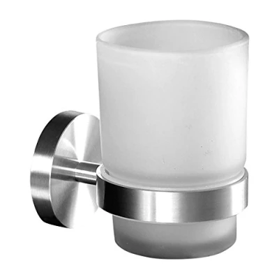 Afbeelding van Ambrosya® Exclusieve tandenborstelhouder van roestvrij staal, badkamer, beker, glas, houder, toilet, tandenborstel, tandpasta, tandenborstelbeker, staal (geborsteld)