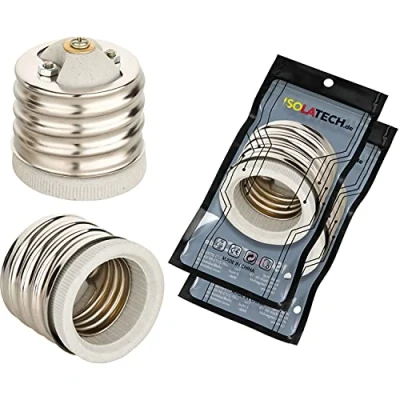 Afbeelding van ISOLATECH 2st E40 naar E27 adapter fitting voor LED converter spaarlampen (max. 250V/2A) gloeilampen keuken badkamer plafond installatie keramische basis hittebestendig