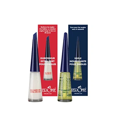 Afbeelding van Herome Nagelverharder Extra Sterk en Base Coat Nagelverzorging met Nagelriemolie Nail Hardener 2*10ml