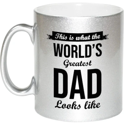 Afbeelding van Worlds Greatest Dad cadeau mok / beker zilverglanzend 330 ml feest mokken