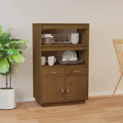 Afbeelding van Hoge kast 67x40x108,5 cm massief grenenhout honingbruin