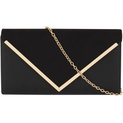 Afbeelding van MEGAUK Dames Clutch Fluwelen Avondtas Elegante Handtas Envelop Tas Okseltas met Ketting voor Bruiloft Prom Party (07065 Zwart Klein)