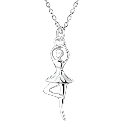 Afbeelding van JoyS Zilveren ballerina hanger met ketting 45 cm sterling zilver 925