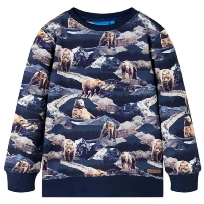 Afbeelding van Kindertrui berenprint 128 marineblauw