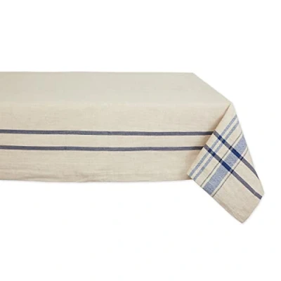 Afbeelding van DII Eettafelcollectie Franse streep, boerderijstijl, 152 x 213 cm, taupe/blauw