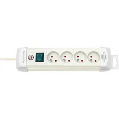 Afbeelding van Brennenstuhl Premium Line stekkerdoos 4 voudig Wit 1,8m H05VV F 3G1,25 Met schakelaar FR/BE 1952244100
