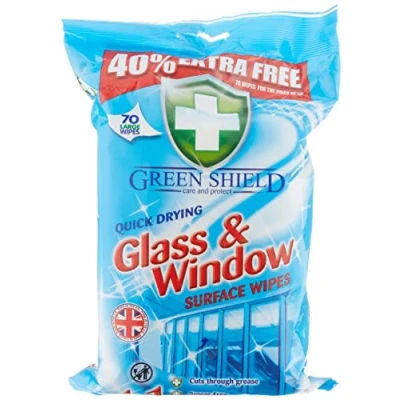Afbeelding van Green Shield Glass &amp; Window Wipes 70&#039;s (40% Ex Fill), 50 g