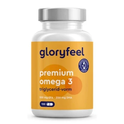 Afbeelding van omega 3 Capsules Premium 1000mg visolie met hoog gehalte (75%) 500mg EPA &amp; 250mg DHA per softgel Triglyceridevorm Duurzame visserij in laboratorium geteste productie Duitsland