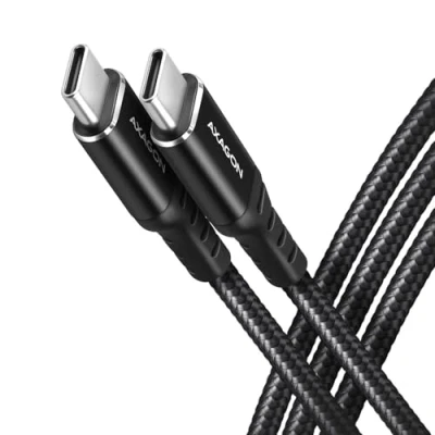 Afbeelding van AXAGON BUCM CM10AB cable USB C &lt; &gt; 2.0, 1m, PD 60W, 3A, ALU, braid, Black