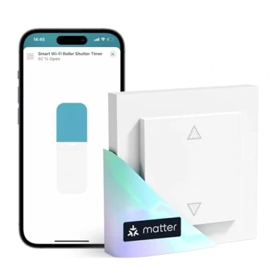 Afbeelding van Meross Matte Smart rolluikschakelaar, wifi voor jaloezieën, Home rolluikbesturing, compatibel met Alexa, Apple HomeKit en Google (draadloze kabel vereist)