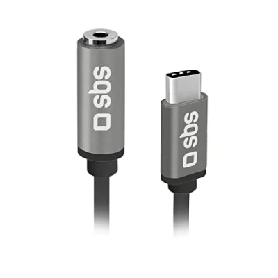 Afbeelding van SBS USB C naar AUX 3.5mm Kabel 0.15 Meter Zwart