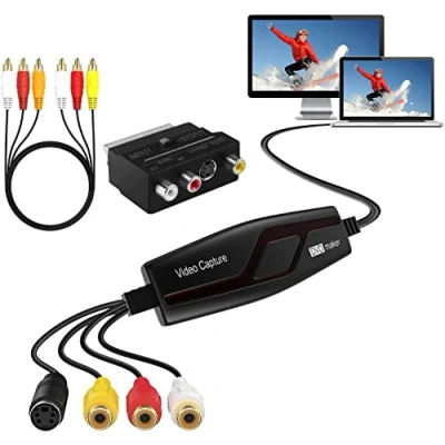 Afbeelding van DIGITNOW! Video Capture Card converteert Hi8 VHS naar digitale dvd voor Windows/Mac, Grabber met Scart/AV adapter