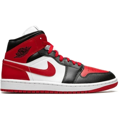 Afbeelding van Jordan AIR 1 MID Sneakers hoog, Dames, Maat: 42, Black/gym red/white Leer en imitatieleer