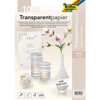 Afbeelding van Transparant papier Folia A4 115gr 10 vel wit