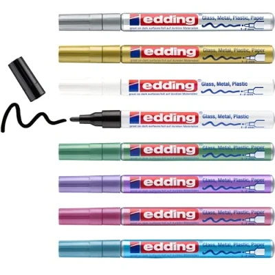 Afbeelding van edding 751 glanslakmarker set van 8 assorti metallic