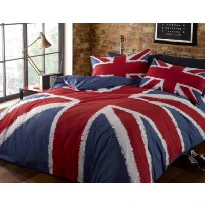 Afbeelding van Rock N Roll Funky Union Jack Britse UK Blauw Rood Wit King Size Dekbedovertrek Beddengoed Bed Set,