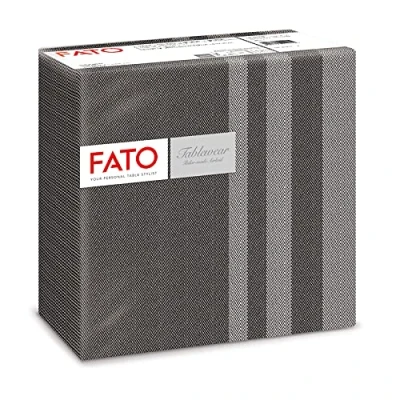 Afbeelding van Fato Droge papieren servetten, Airlaid, stoffen effect, 50 stuks grootte 40x40 gevouwen in 4, Black Tweed Design