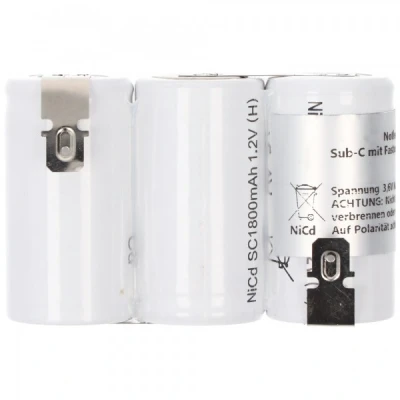 Afbeelding van Noodverlichting batterij NiCd 3.6V 1800mAh F1x3 Sub C met Faston aansluiting