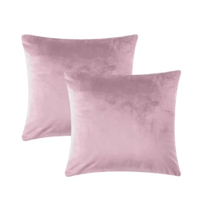 Afbeelding van AMEHA Fluwelen kussenhoezen met onzichtbare rits, vierkant, 45 x cm, 2 stuks, roze (45 cm)