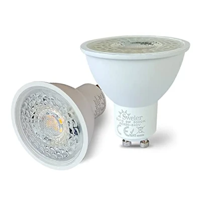 Afbeelding van Sweier LED GU10 Lampen, Warm wit 3000K Spotlamp 430LM, 5W Equivalent aan 50W Halogeenlamp,Lampjes 38 Stralingshoek,CRI&gt;83, verpakking van 2,Niet Dimbaar.Energiezuinige verlichting