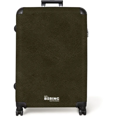 Afbeelding van NoBoringSuitcases.com® Koffer groot Reiskoffer lichtgewicht Lederen look donker groen Rolkoffer met 4 wielen Grote trolley XL 98 liter bagage