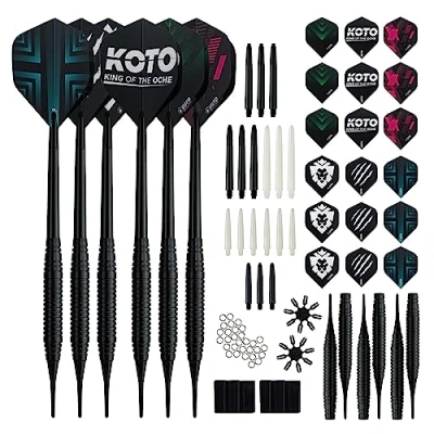 Afbeelding van KOTO Set van 6 Elektronische Dartpijlen, 18 gram, Dartpijlen met plastic punten, Softtip Darts shafts, flights, 16 flightbeschermers, 30 O ringen &amp; Puntendrager.