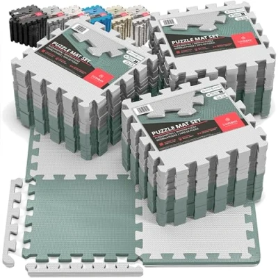 Afbeelding van Gymnastiekmat, fitnessmat, puzzelmat, vloerbeschermingsmat, tatami, rubber, trainingsbescherming, sport, mat met rubber beklede vloermat voor gym, set van 3