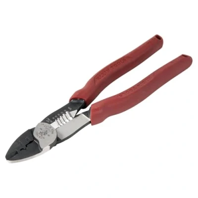 Afbeelding van Klein Tools 2005N Draadsnijder, stripper, krimptang, strips 10 18 AWG gestrand, krimpen 22 klemmen, met afschuifsnijder, rood