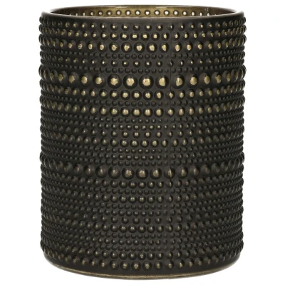 Afbeelding van Countryfield theelichthouder/kaarsenhouder zwart/goud H10 cm