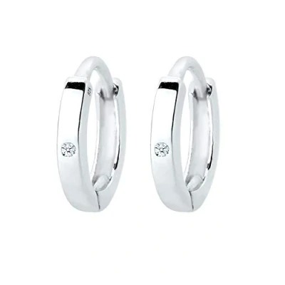 Afbeelding van Elli DIAMONDS Dames Creolen Basic met Diamant (0.01 ct.) in 925 Sterling Zilver