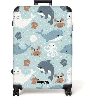 Afbeelding van NoBoringSuitcases.com® Koffer groot Reiskoffer lichtgewicht Zee dieren patroon kleurrijk Rolkoffer met 4 wielen Grote trolley XL 98 liter bagage