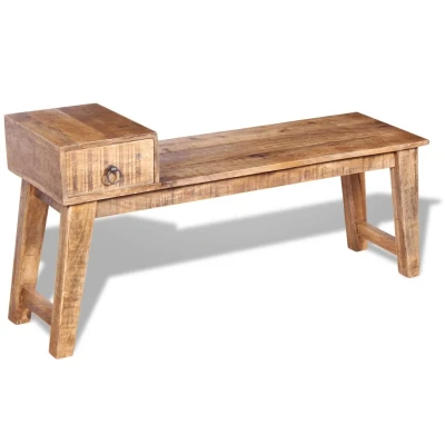 Afbeelding van Bankje met lade 120x36x60 cm massief mangohout