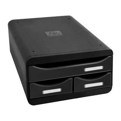 Afbeelding van Exacompta Bureauladeblok Small Box Black met 3 lades glanzend