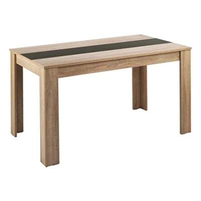 Afbeelding van HOMEXPERTS Eettafel NICO/keukentafel 120 cm/eetkamertafel/tafel in Sonoma hout eiken look lichtbruin/omkeerbare plaat het midden naar keuze zwart of wit / x 80 75 cm (l b h)