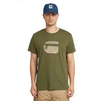 Afbeelding van G STAR Heren Finger Print Burger R T shirt, groen (Shadow Olive D26041 c506 b230), L