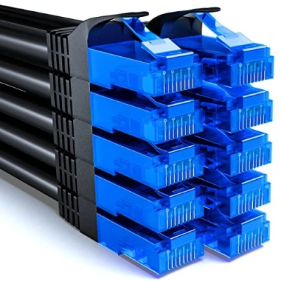 Afbeelding van deleyCON 10x 2m CAT6 Netwerkkabelset U UTP RJ45 CAT 6 LAN Kabel Patchkabel Ethernetkabel DSL Switch Router Modem Repeater Patchpanel Zwart
