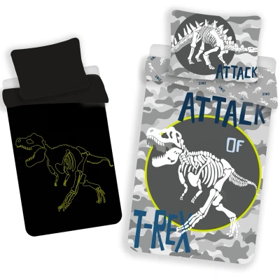 Afbeelding van Dekbedovertrek T Rex Glow in the Dark Eenpersoons 140 x 200 cm Katoen
