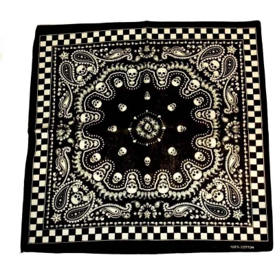 Afbeelding van Zac&#039;s Alter Ego Paisley with skulls and checkered print Bandana Zwart/Wit